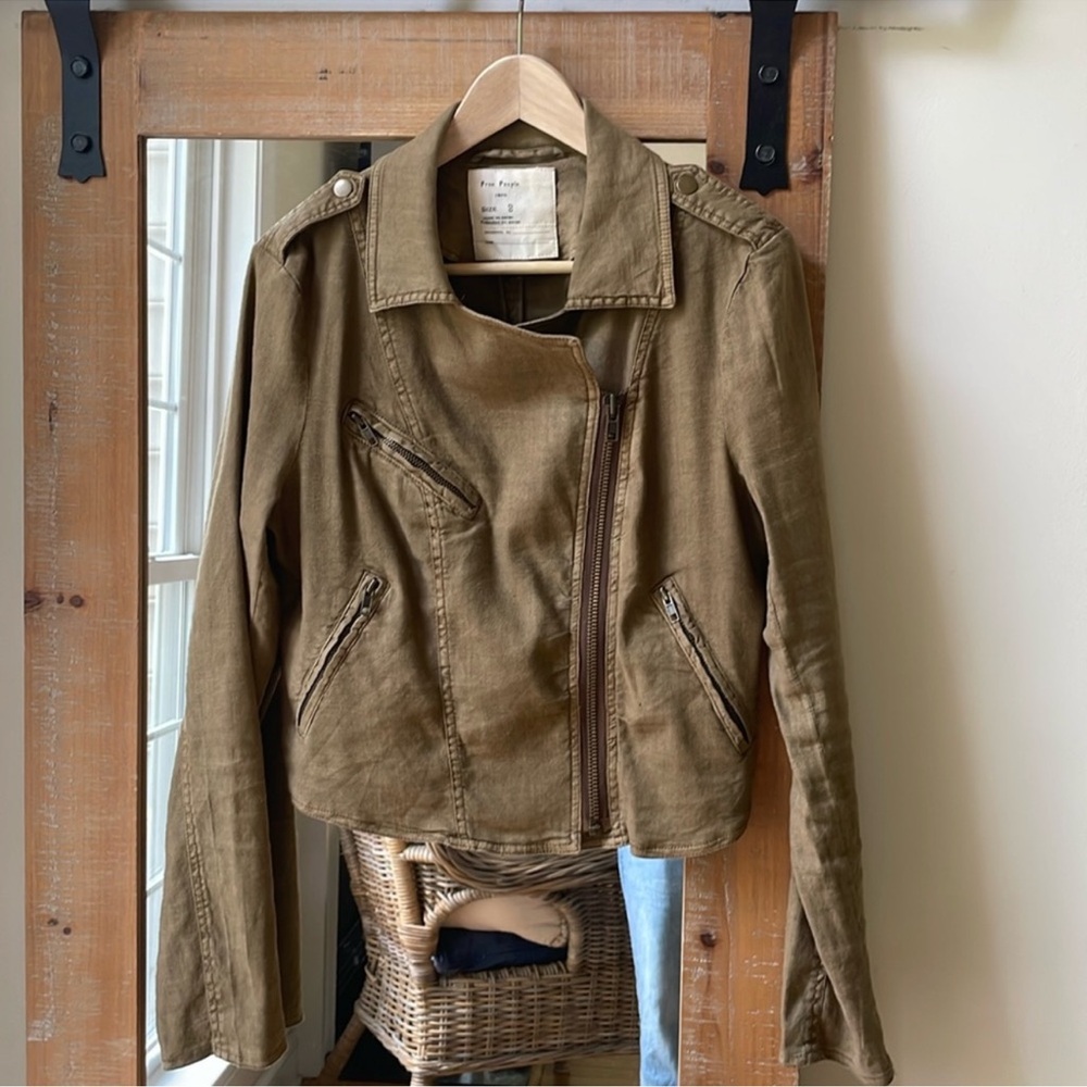 Free People 1970 Cropped Moto Jacket Size 8